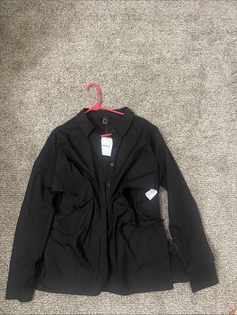 Forever 21 Black Button-Up Shirt with Side Cutouts NWT